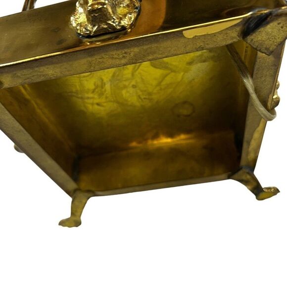 Vintage Brass Lion Head Claw Footed MCM Brass Table Lamp Glass Display Case 30" - Picture 3 of 5